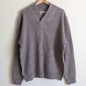 SCHOTT BROS Wool Sweater 2XL Waffle Knit Shawl Collar Retro Grandpa Quiet Luxury